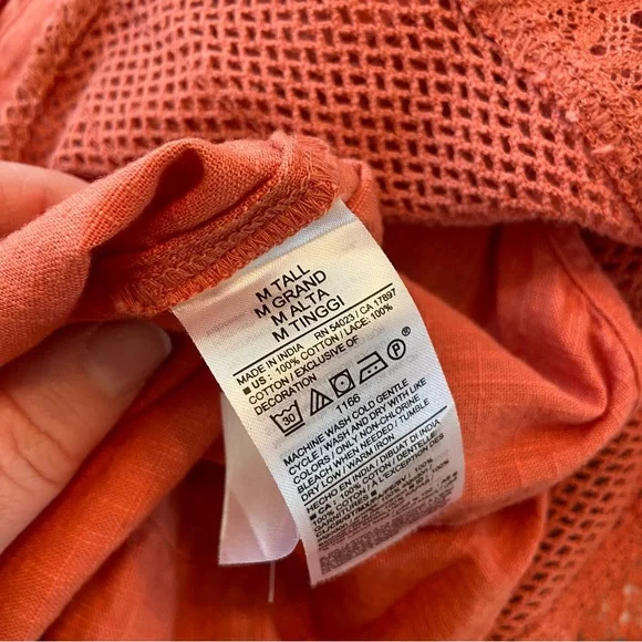 Old Navy 100% Cotton Women's Crochet Flutter-Sleeve Swing Top Women’s M Tall - Picture 5 of 5